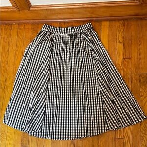 J. Crew Gwyneth Black and White Pleated Midi Skirt